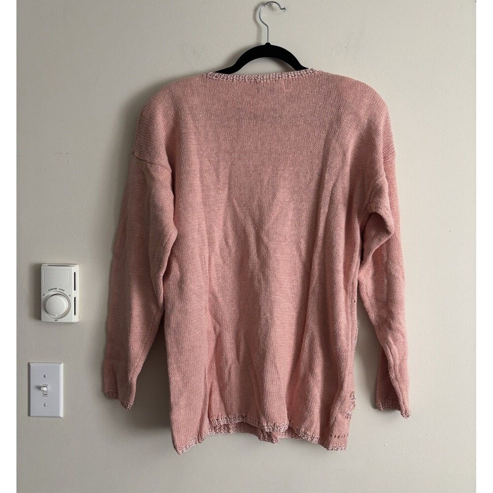 VTG 90s 2000s Y2K Worthington XL Knit Sweater Coquette Floral Shabby Chic Pink‎ - Picture 4 of 5
